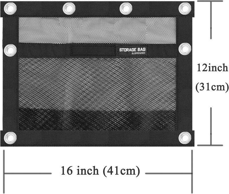 SUNOOM Upgrade Boat Storage Bag,Mesh Suspended Storage Organizer, Cargo Net Pocket Organizer Pouch Bag,Boat,Truck SUV Travel Long Road Trip Camping Interior Accessories with 6 pcs Elastic Ring (16 INCH) - Image 4